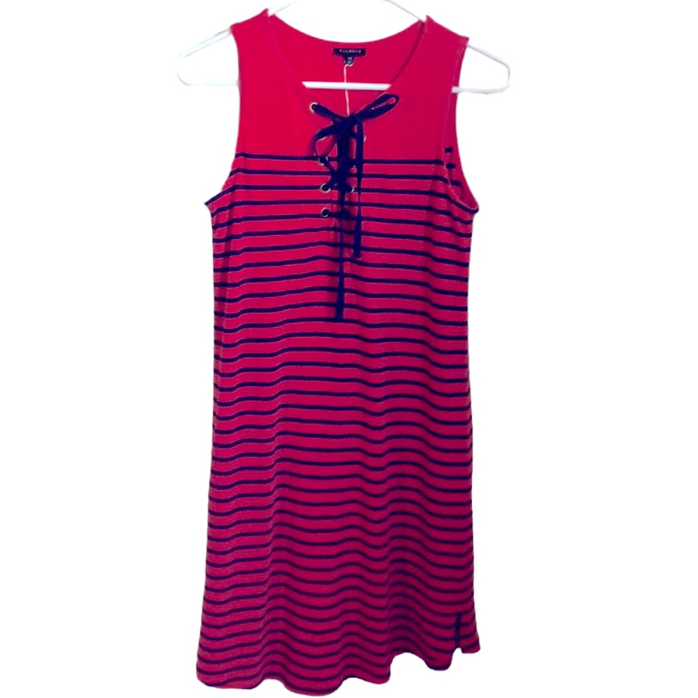Talbots nautical red & navy striped dress size XS